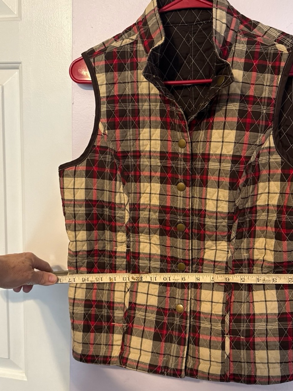 Hand Crafted reversible Quilted Plaid Vest - CONDITION no tag measurement in pic